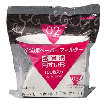 Hario V60 White Coffee Filters, pkg 100